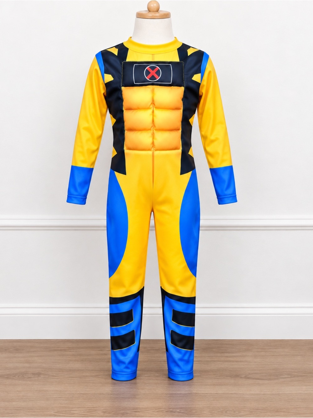 Yellow & Blue Kids Marvel Wolverine- Padded One-Piece